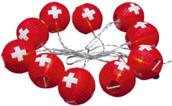 Solar- LED Lampion Girlande mit Schweizerkreuz outdoor 180 cm