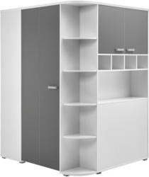 Eckschrank Yoris B: 146,4 cm Weiß/Grau