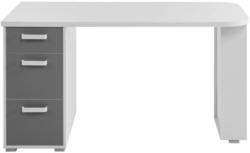 Schreibtisch Yoris B: 140 cm Weiß/Grau
