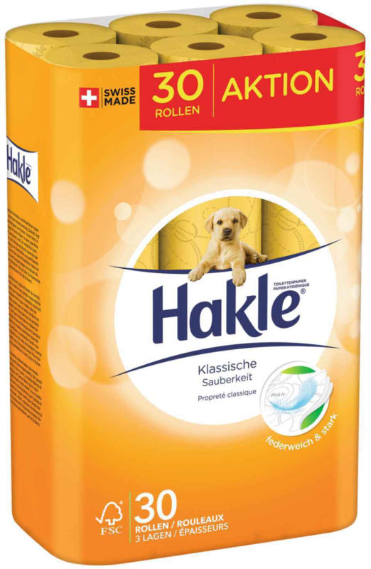 Hakle Toilettenpapier 3-lagig Klassische Sauberkeit 30 Rollen -