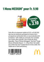 McDonald’s McDonald's bons - au 30.08.2020