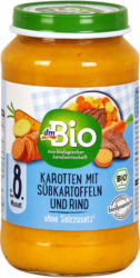 dmBio Babymenü Karotten mit Süßkartoffeln und Rind