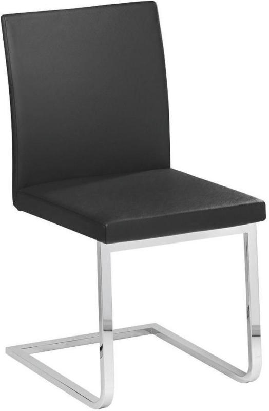 Schwingstuhl in Metall, Leder Schwarz, Chromfarben