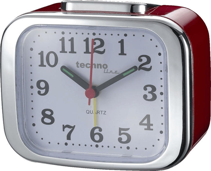 TECHNOLINE Technoline Modell XL rot - analoger Quarzwecker im Retro-Design mit nachtleuchtende Zeiger Quarzwecker