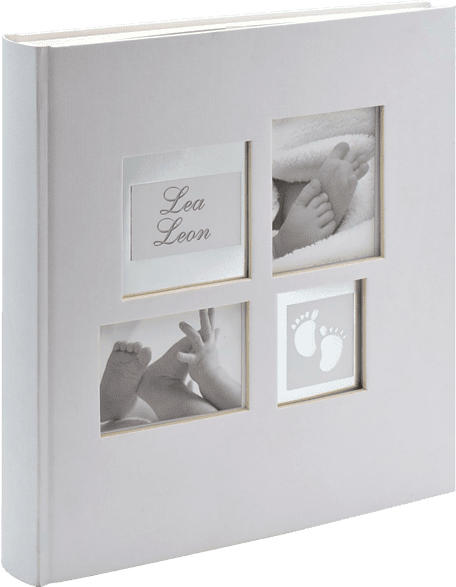 WALTHER UK-172 Little Foot Babyalbum , 60 Seiten , Kunstdruckeinband mit Silberprägung , Grau