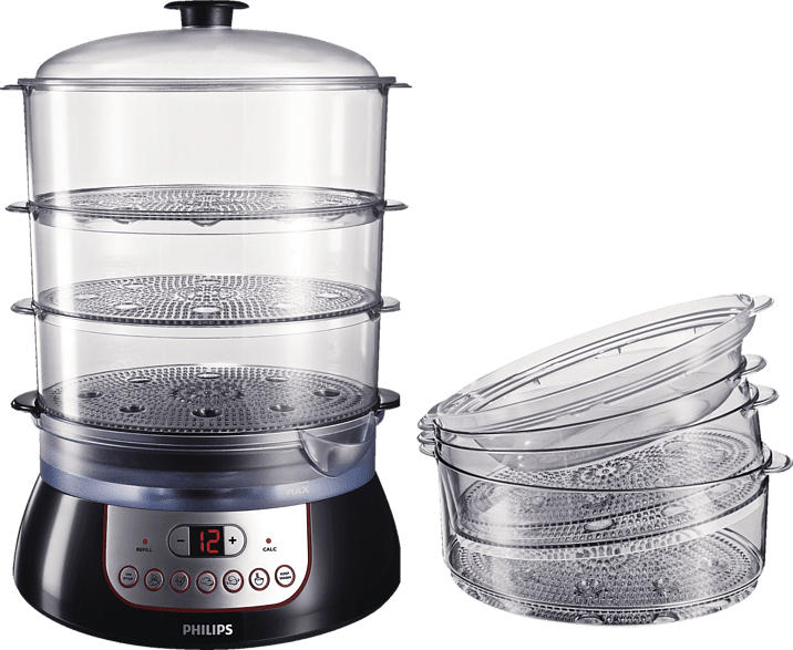 PHILIPS HD9140/91 Dampfgarer (900 Watt, Schwarz)