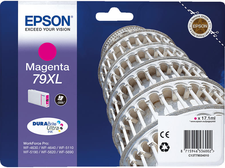 EPSON Original Tintenpatrone Turm von Pisa Magenta (C13T79034010)