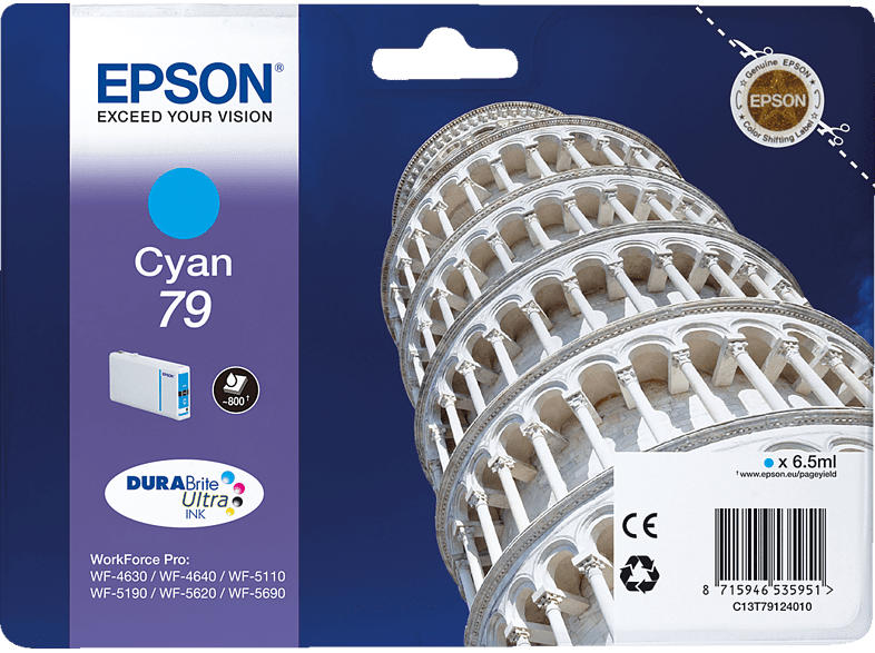 EPSON Original Tintenpatrone Turm von Pisa Cyan (C13T79124010)