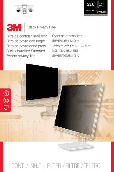 "3M PF23.6W9 Blickschutzfilter Standard für Desktops 59,9 cm Weit (entspricht 23,6"" Weit) 16:9, Blickschutzfilter"