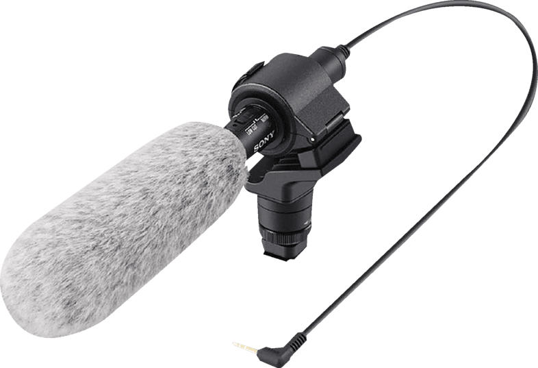 SONY ECM-CG60, Mikrofon, Schwarz, passend für Kamera mit Wechselobjektiv mit Blitzschuhadapter und 3.5 mm Mikrofoneingang