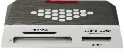 KINGSTON FCR-HS 4 USB3.0 Kartenleser, CF-Typ I & II, SD, SDHC UHS I-II, SDXC UHS I-II, microSD, microSDHC UHS-I, microSDXC UHS-I, Memory Stick PRO, Duo, PRO Duo, PRO-HG Duo, Silber/Weiß