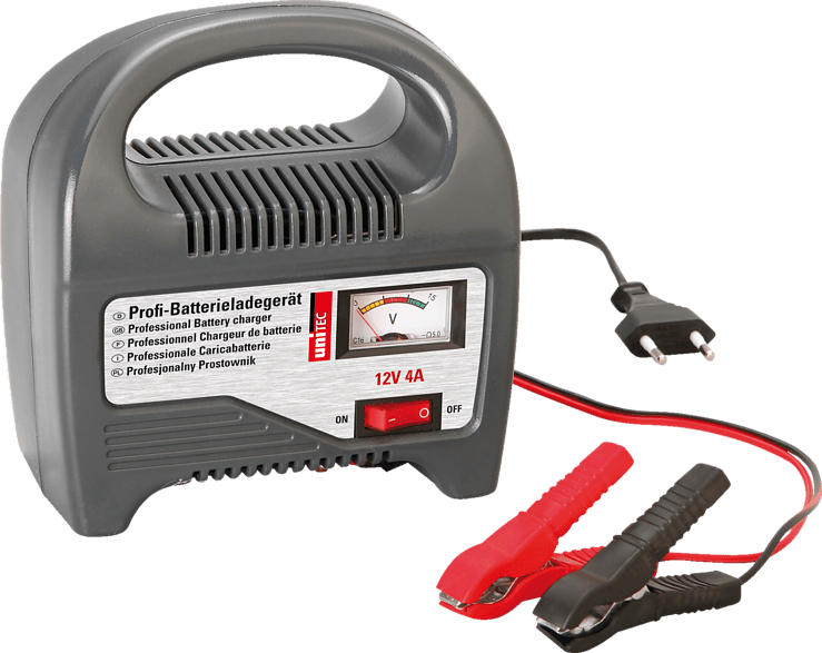 UNITEC 77941 Batterie-Ladegerät 4 Ampere Batterie-Ladegerät, Grau