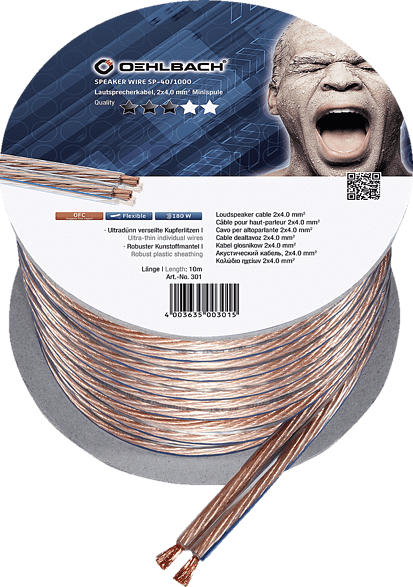 OEHLBACH Speaker Wire SP-40 Lautsprecherkabel, Transparent/Kupfer