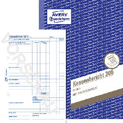 AVERY ZWECKFORM 305-5 Kassenbericht DIN A5 5er Pack, weiß