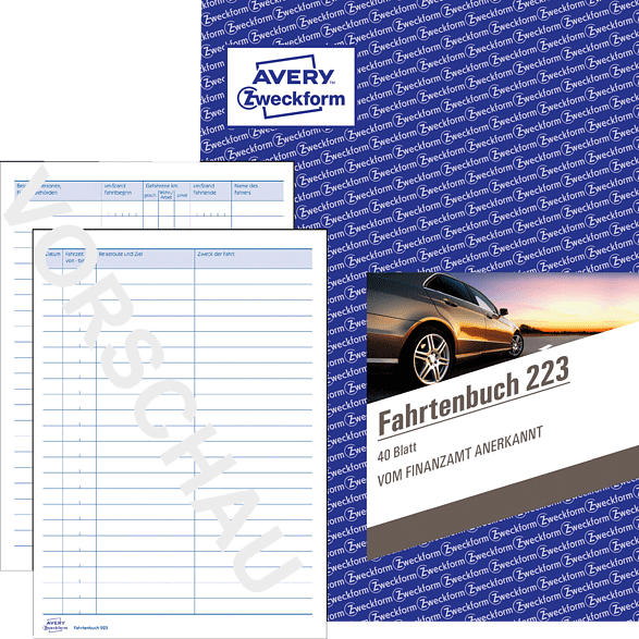AVERY ZWECKFORM 223-3 Fahrtenbuch DIN A5 für Finanzamt geeignet 3er Pack, weiß