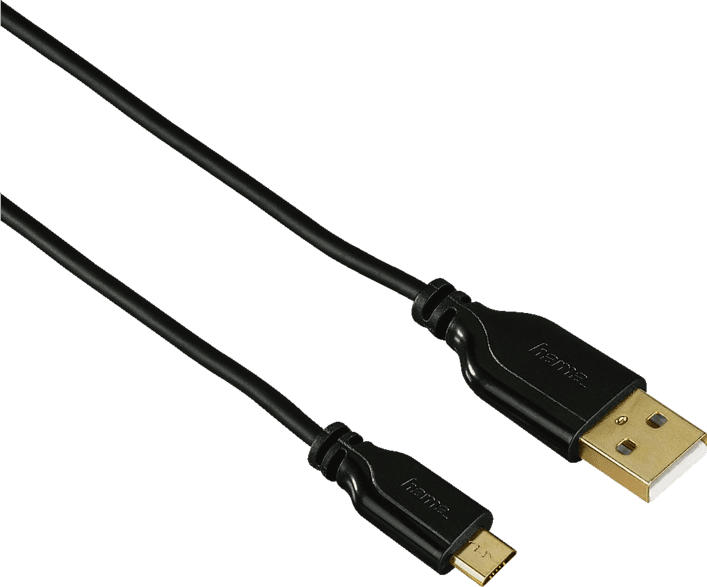 Kabel USB-A auf Micro-USB, 0.75 Meter, Schwarz