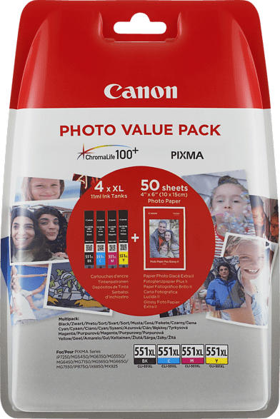 CANON CLI-551 XL Tintenpatrone Multipack mehrfarbig (6443B006AA)
