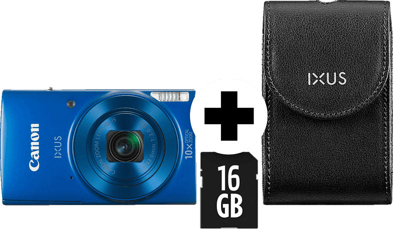 CANON IXUS 190 Kit Digitalkamera Blau, 20.0 Megapixel, 10fach opt. Zoom, LCD (TFT), WLAN