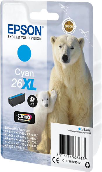 EPSON Original Tintenpatrone Eisbär Cyan (C13T26324012)