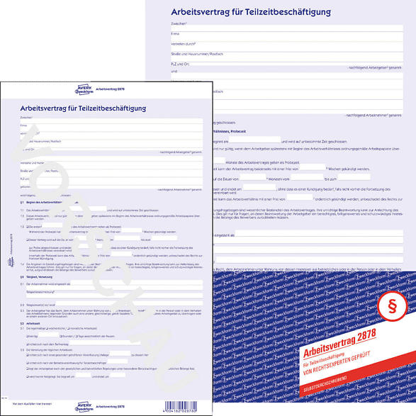 AVERY ZWECKFORM 2878 Arbeitsvertrag 210 x 297 mm 210 x 297 mm A4 1 Satz