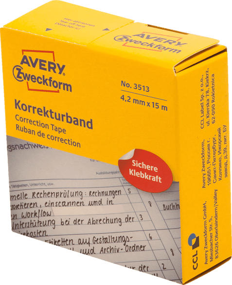 AVERY ZWECKFORM 3513 Korrekturbänder 4,2 x 15.000 mm 4,2 x 15.000 mm 1 Stück / 1 Rolle