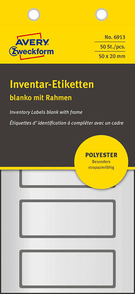 AVERY ZWECKFORM 6913 Inventar-Etiketten 50 x 20 mm 50 x 20 mm 50 Etiketten / 10 Bogen