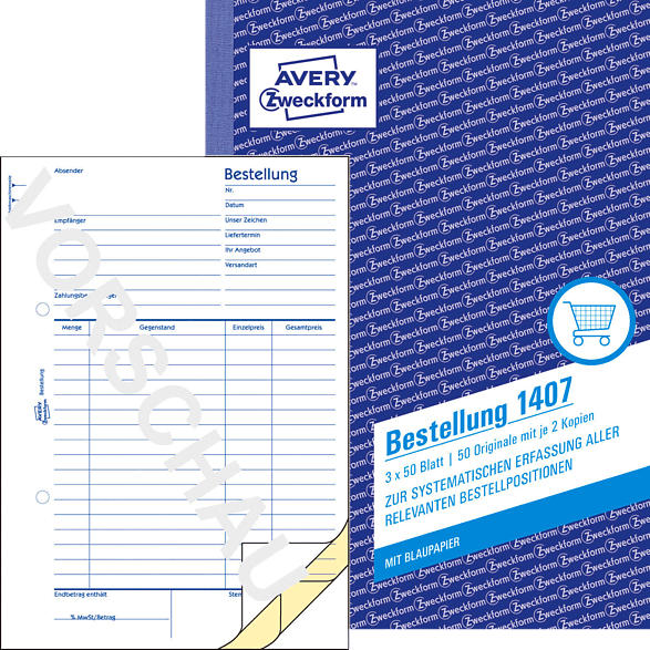 AVERY ZWECKFORM 1407 Bestellung 148 x 210 mm 148 x 210 mm A5 3x50 Blatt