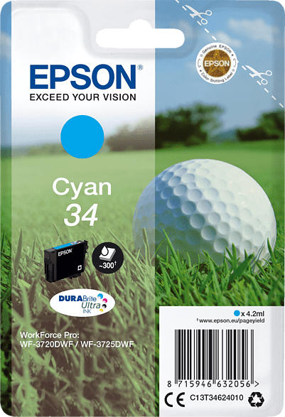 EPSON Original Tintenpatrone Golfball Cyan (C13T34624010 )