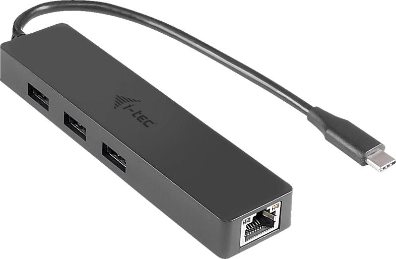 I-TEC C31GL3SLIM USB HUB mit Ethernet Adapter, Schwarz