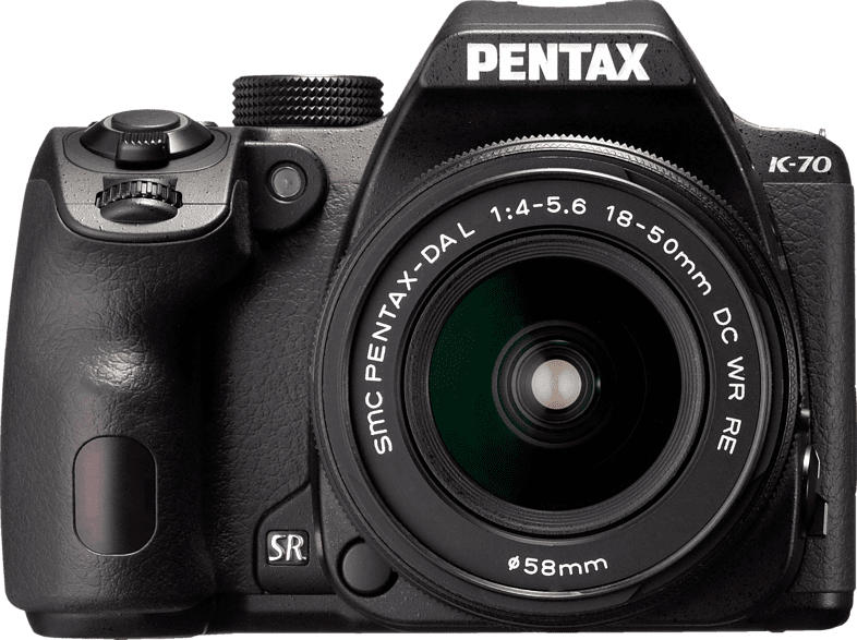 PENTAX K-70 + DAL 18-55 WR Spiegelreflexkamera, bis zu 24 Megapixel, Full HD, HD, 18-55 mm Objektiv (WR), WLAN, Schwarz