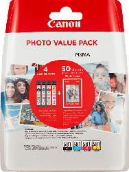CANON CLI-581 Photo Value Pack inkl. 50 Blatt Canon Fotopapier PP-201 Tintenpatrone Mehrfarbig (2106C005AA)