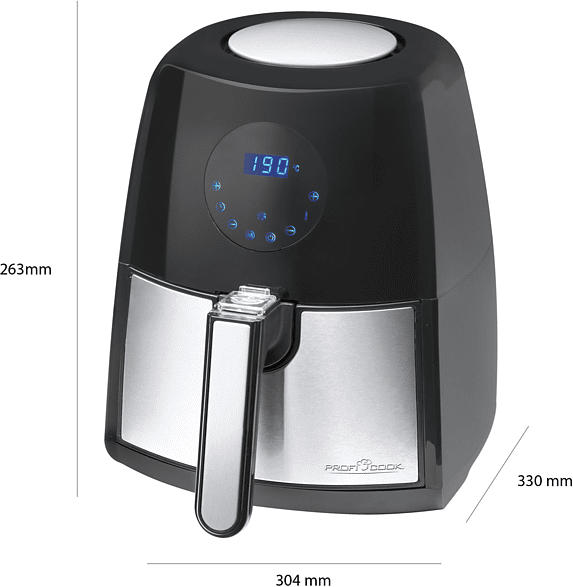 PROFI COOK PC-FR 1147 H Heißluftfritteuse, Edelstahl/Schwarz