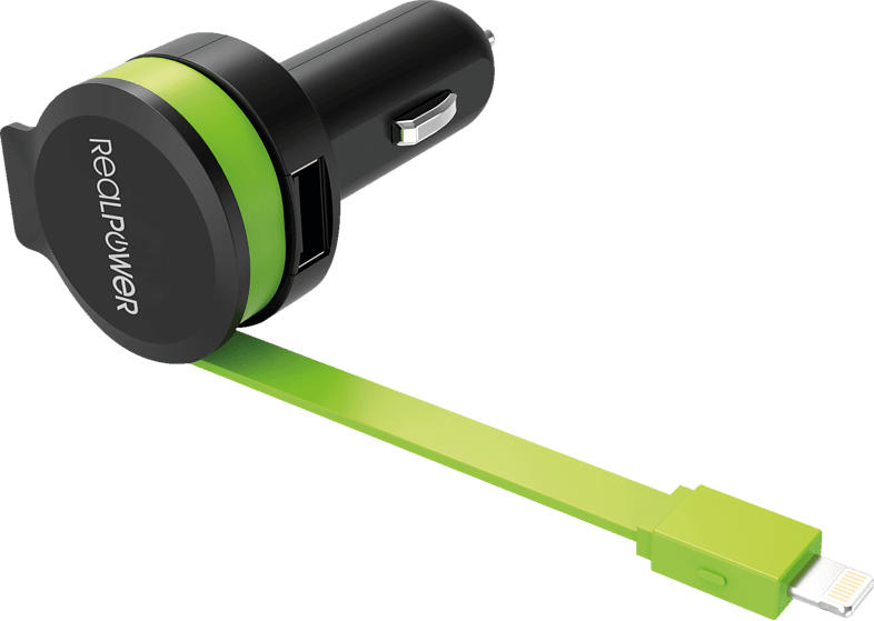REALPOWER car charger cable L KFZ-Ladegerät, Schwarz/Grün