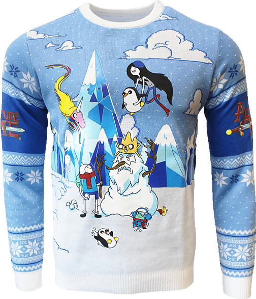 NUMSKULL Adventure Time: Festive Winter Xmas Pullover S Pullover, Weiß/Blau