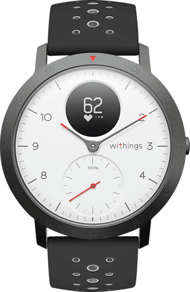 WITHINGS Steel HR Sport Hybrid Smartwatch, Silikon, 230 mm, Weiß/Schwarz