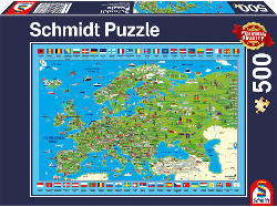 SCHMIDT SPIELE (UE) Puzzle Europa Entdecken 500 Teile Puzzle, Mehrfarbig