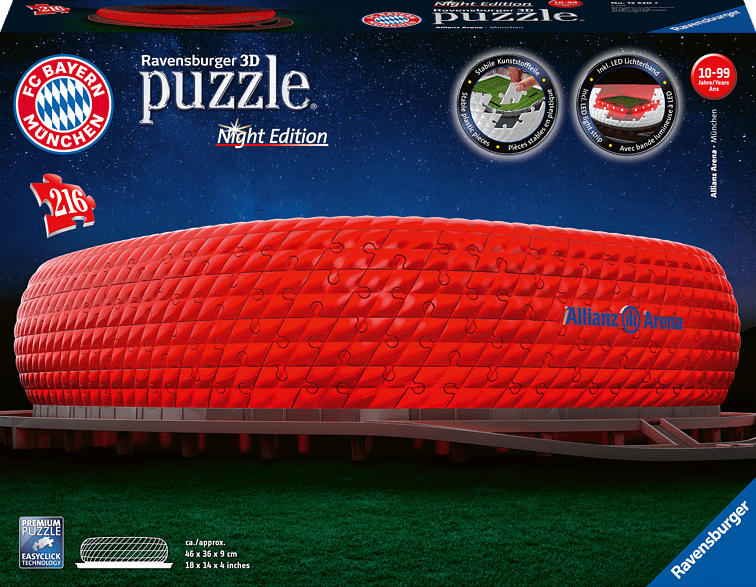 RAVENSBURGER Allianz Arena bei Nacht 3D Puzzle, Mehrfarbig