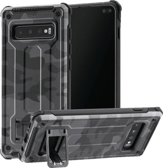 HAMA Army , Backcover, Samsung, Galaxy S10+, Polycarbonat, Thermoplastisches Polyurethan, Grau/Schwarz/Camouflage