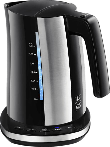 MELITTA 1026-04 Look® Aqua DeLuxe Wasserkocher, Schwarz/Edelstahl