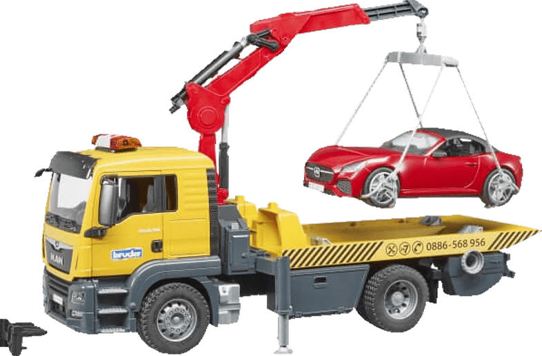 BRUDER MAN TGS Abschlepp-LKW mit Roadster Spielzeugfahrzeug, Mehrfarbig