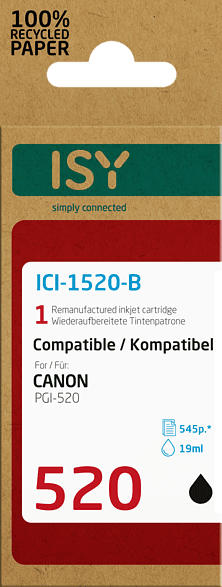 ISY ICI-1520-B Tintenpatrone wiederaufbereitete Tintenpatrone 520 Schwarz