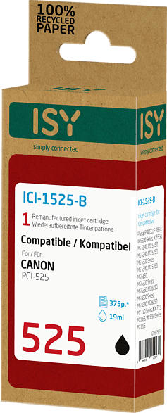 ISY ICI-1525-B Tintenpatrone wiederaufbereitete Tintenpatrone 525 Schwarz
