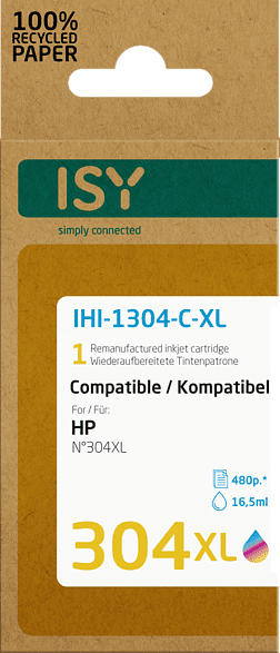 ISY Tintenpatronen IHI-1304-C-XL für HP 304XL, farbig, wiederaufbereitet