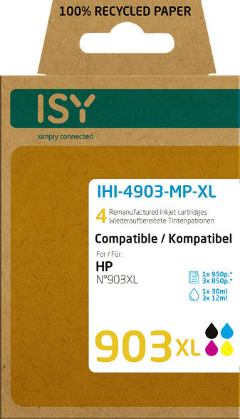 ISY Tintenpatronen IHI-4903-MP-XL für HP 903XL, farbig/schwarz, wiederaufbereitet