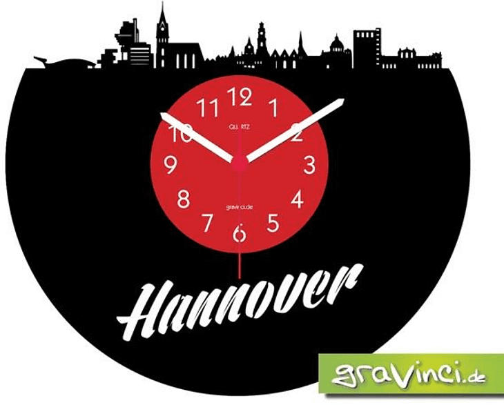 GRAVINCI Hannover-Deutsche Skylines Vinyl Schallplattenuhr, Mehrfarbig
