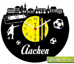 GRAVINCI Aachen Fan-Sport Fußball Deutschland Vinyl Schallplattenuhr, Mehrfarbig
