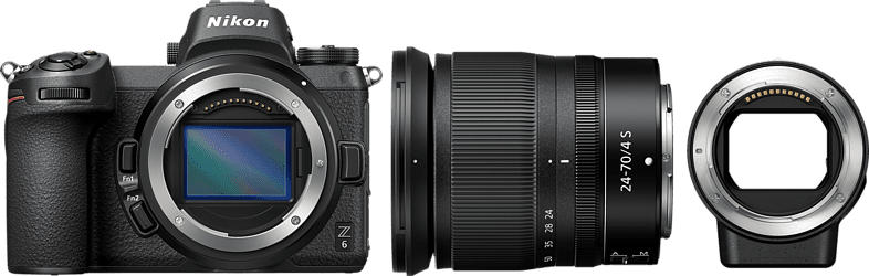 NIKON Z6 Kit FTZ Adapter Systemkamera 24.5 Megapixel mit Objektiv 24-70 mm , 8 cm Display Touchscreen