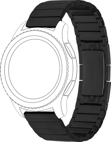 TOPP Metall, Ersatz-/Wechselarmband, Samsung, Huawei, Gear S3 (frontier, classic), Galaxy Watch 46 mm, Watch GT, Schwarz