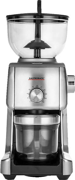 GASTROBACK Design Advanced Plus Kaffeemühle Silber (130 Watt, Edelstahl-Kegelmahlwerk)