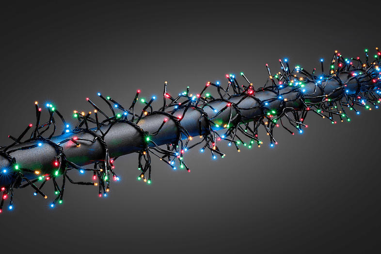 KONSTSMIDE Micro LED Büschellichterkette Cluster, mit 8 Funktionen, Steuergerät und Memoryfunktion , 1152 LED Leuchtdekoration, Schwarz, Mehrfarbig